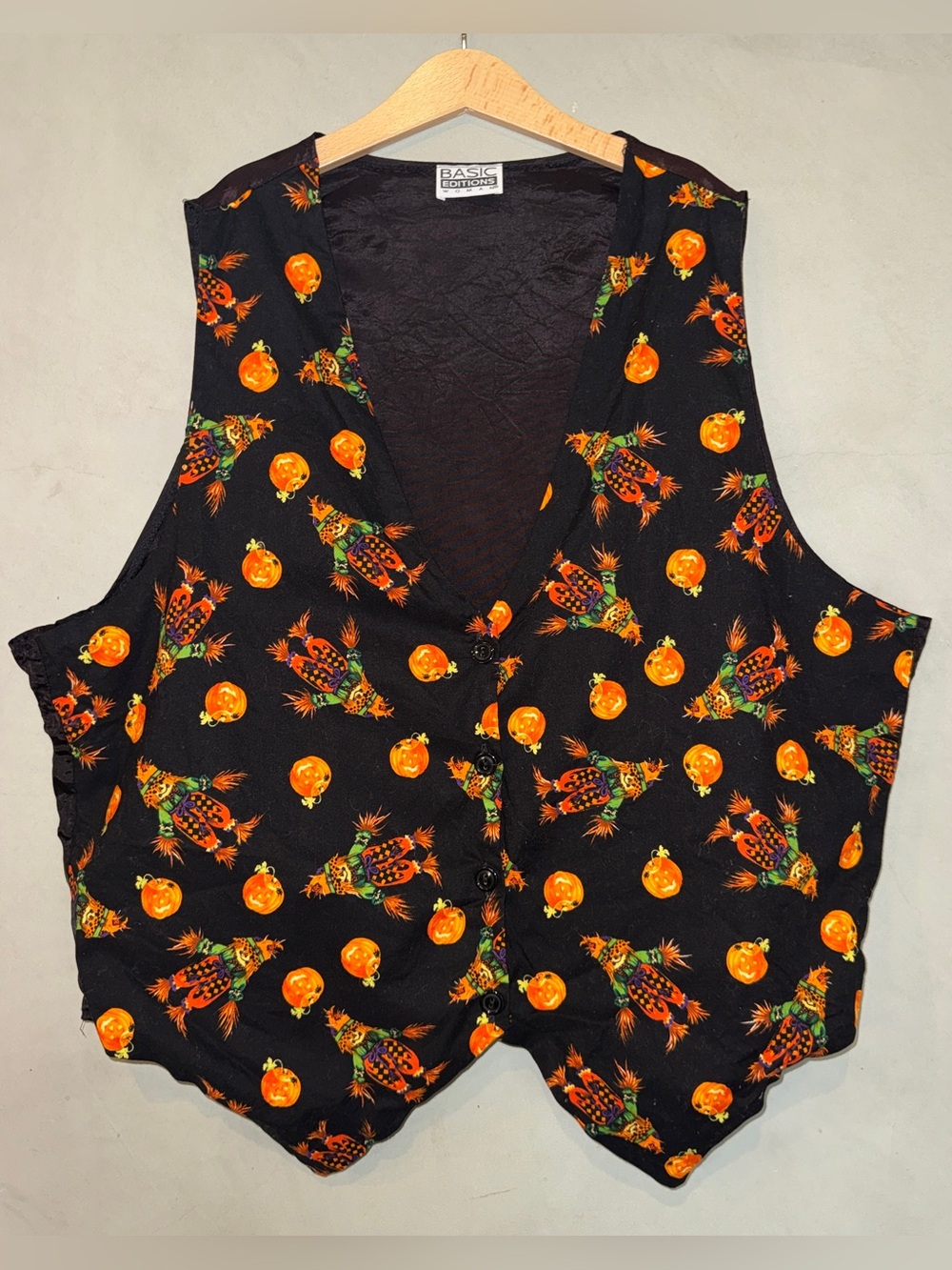 Vintage 90’s Basic Editions Halloween vest Jack-o’-lantern, JOL, pumpkin XL